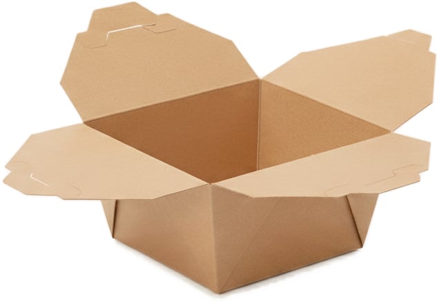 Illustrated kraft cardboard takeaway box with bamboo logo
